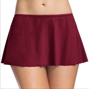 NWT Profile by Gottex Skirted Swimsuit Swim Skirt Bottom Merlot Red 10 New